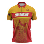 Zimbabwe Cricket Custom Zipper Polo Shirt Come On Chevrons