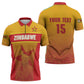 Zimbabwe Cricket Custom Zipper Polo Shirt Come On Chevrons