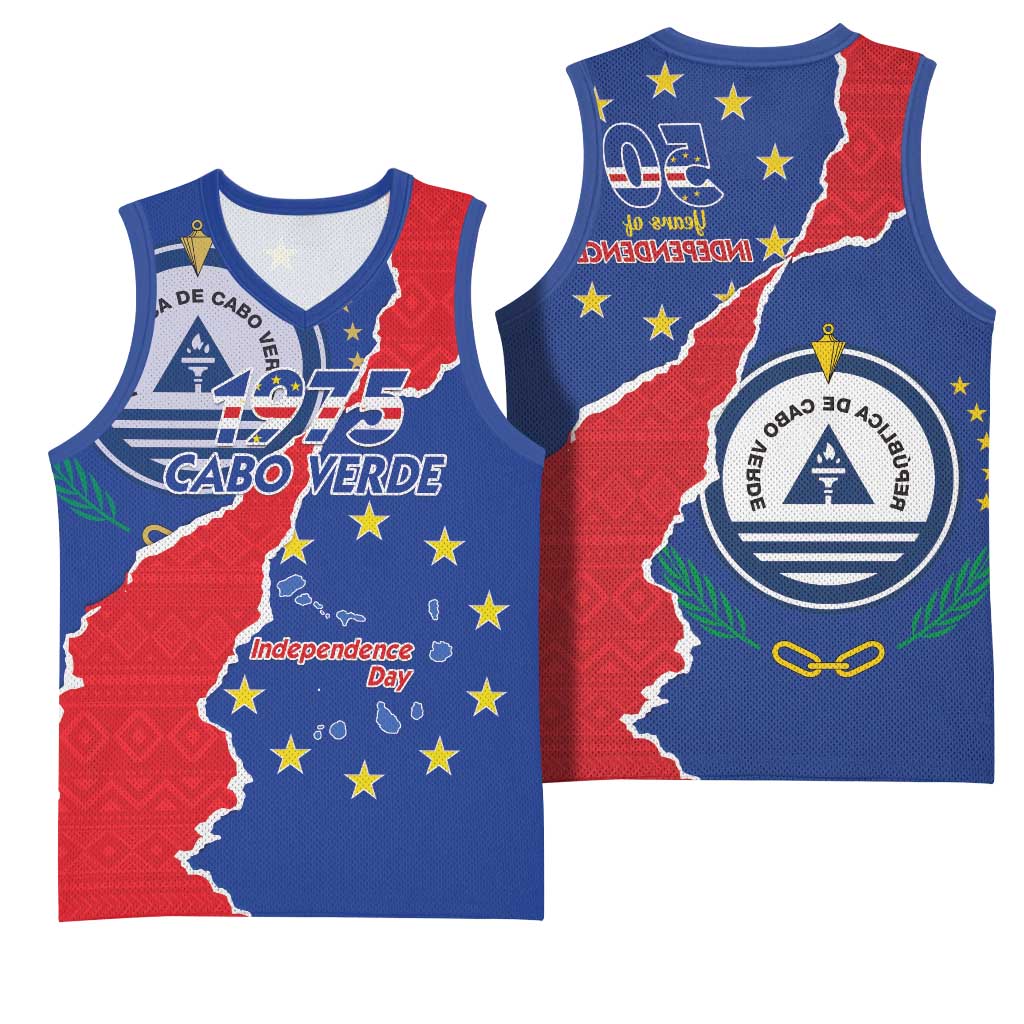 Happy Cabo Verde Basketball Jersey 50th Anniversary of Independence - African Pride