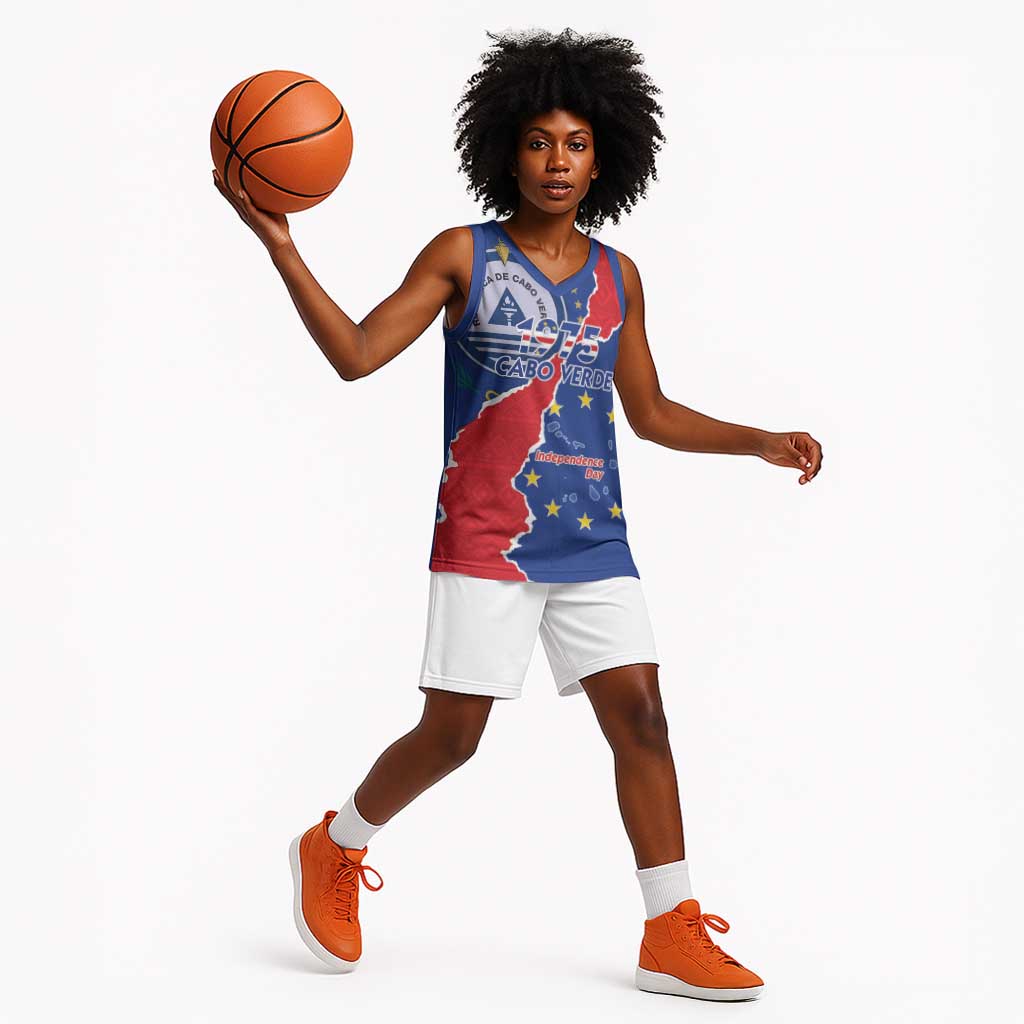 Happy Cabo Verde Basketball Jersey 50th Anniversary of Independence - African Pride