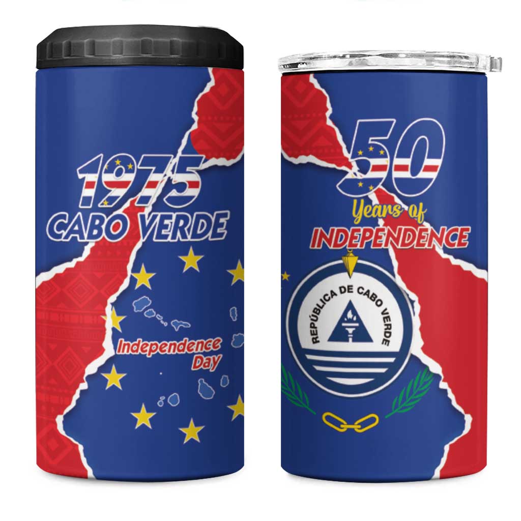 Happy Cabo Verde 4 in 1 Can Cooler Tumbler 50th Anniversary of Independence