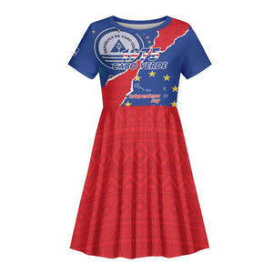 Happy Cabo Verde Kid Short Sleeve Dress 50th Anniversary of Independence