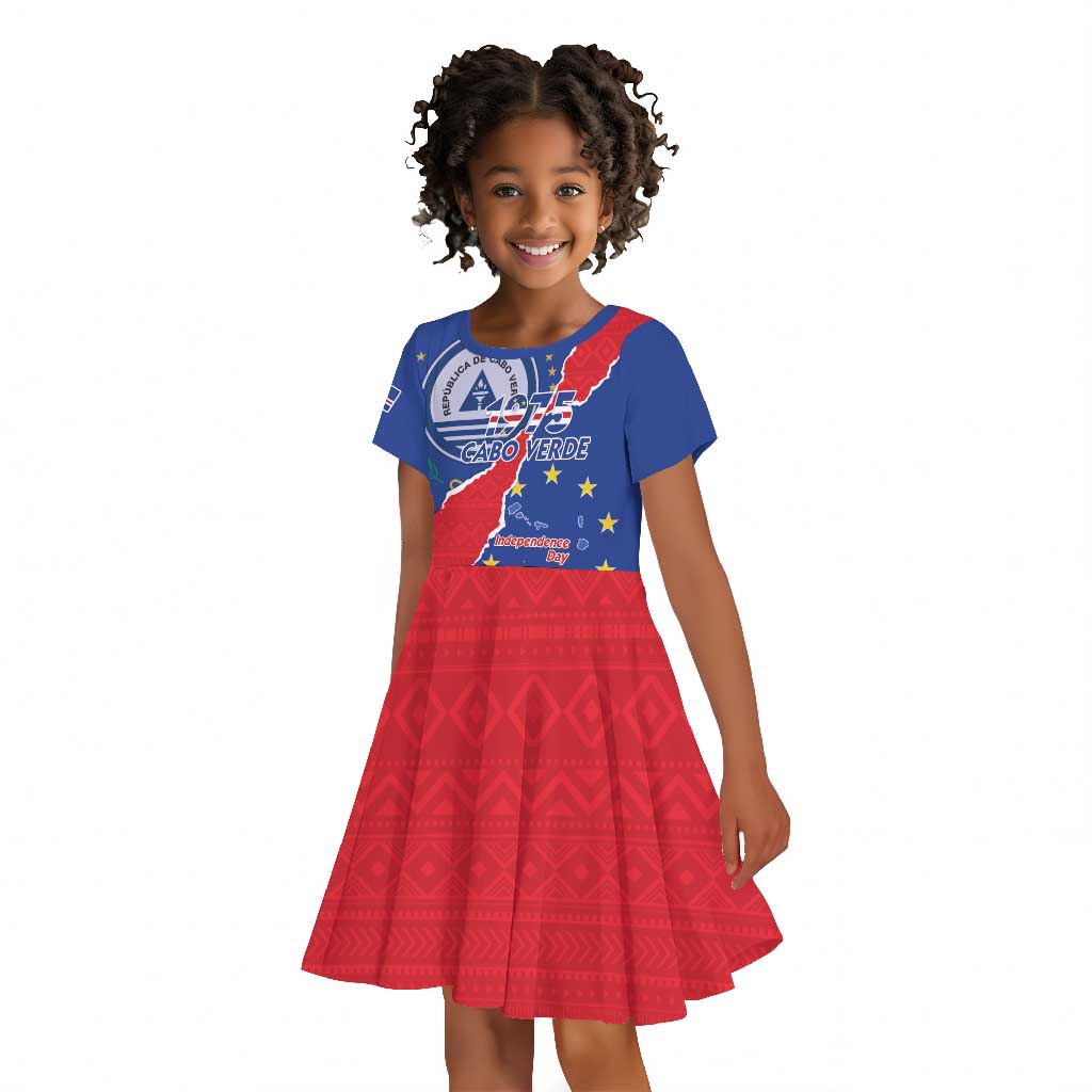 Happy Cabo Verde Kid Short Sleeve Dress 50th Anniversary of Independence