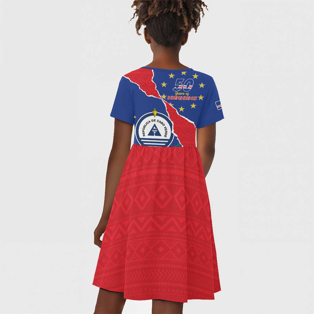 Happy Cabo Verde Kid Short Sleeve Dress 50th Anniversary of Independence