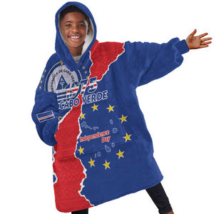 Happy Cabo Verde Kid Wearable Blanket Hoodie 50th Anniversary of Independence