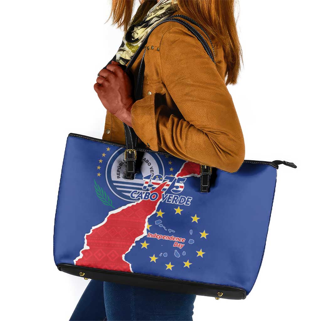 Happy Cabo Verde Leather Tote Bag 50th Anniversary of Independence