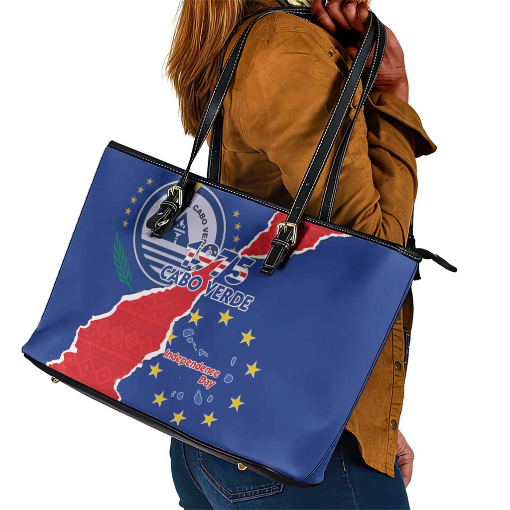 Happy Cabo Verde Leather Tote Bag 50th Anniversary of Independence