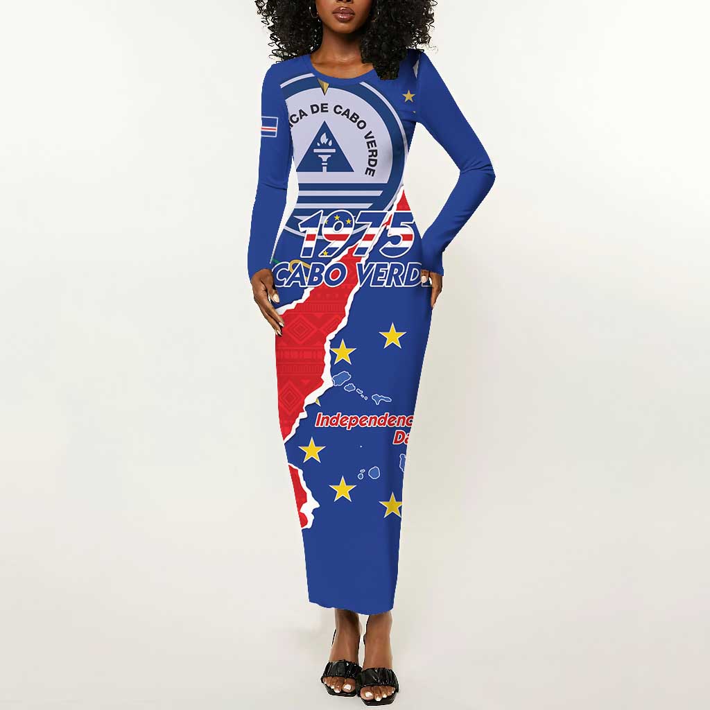 Happy Cabo Verde Long Sleeve Bodycon Dress 50th Anniversary of Independence LT15