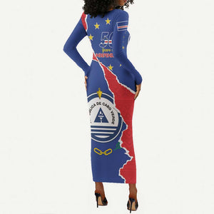 Happy Cabo Verde Long Sleeve Bodycon Dress 50th Anniversary of Independence LT15