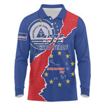 Happy Cabo Verde Long Sleeve Polo Shirt 50th Anniversary of Independence