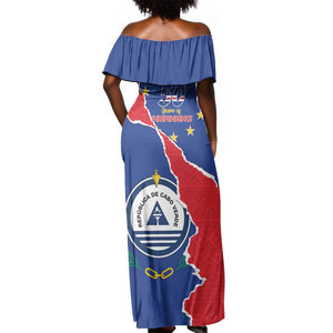 Happy Cabo Verde Off Shoulder Maxi Dress 50th Anniversary of Independence