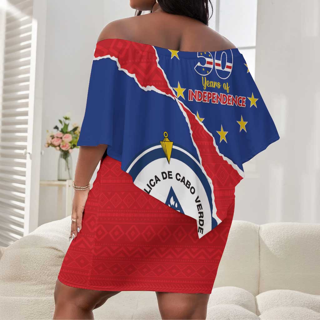 Happy Cabo Verde Off Shoulder Short Dress 50th Anniversary of Independence
