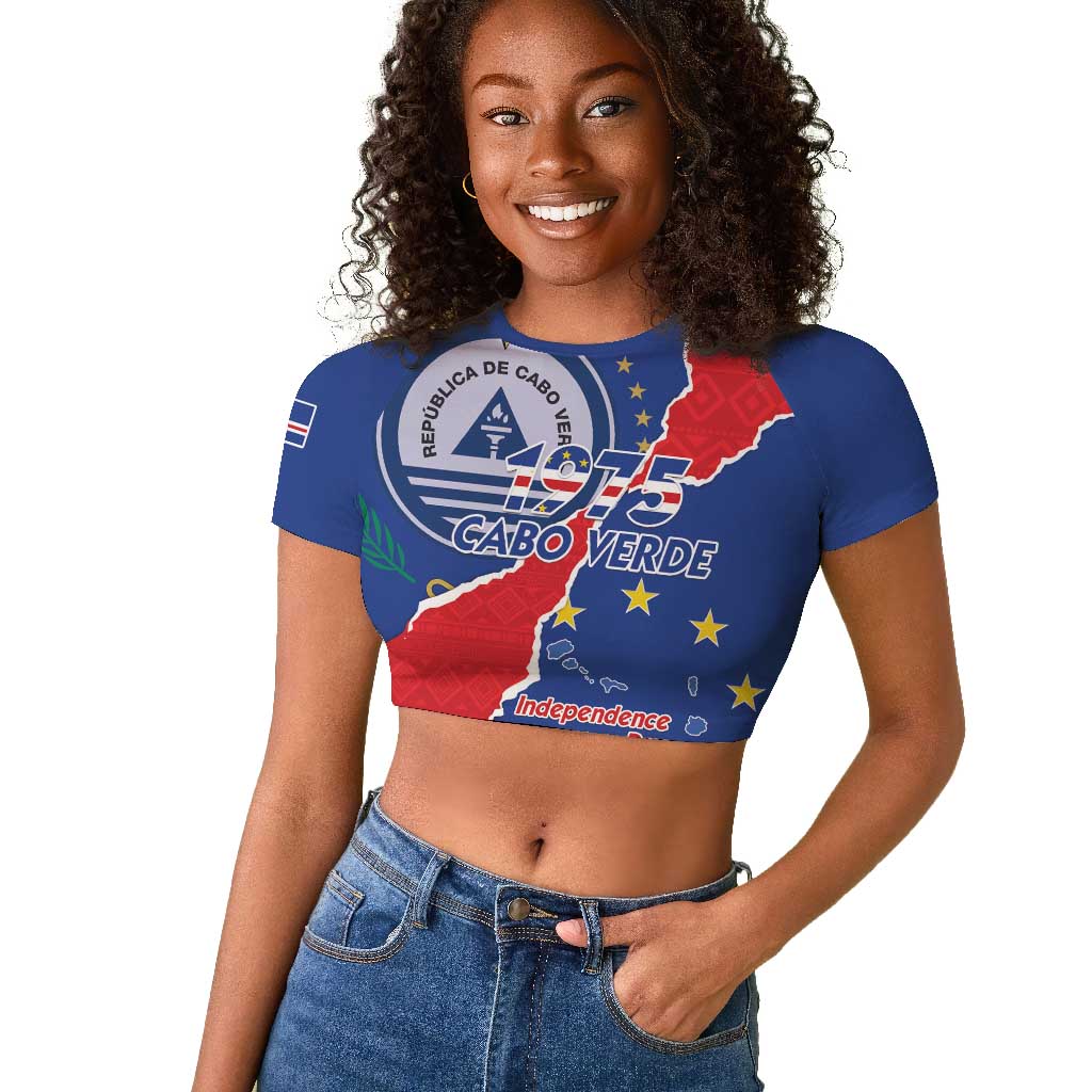 Happy Cabo Verde Raglan Cropped T shirt 50th Anniversary of Independence