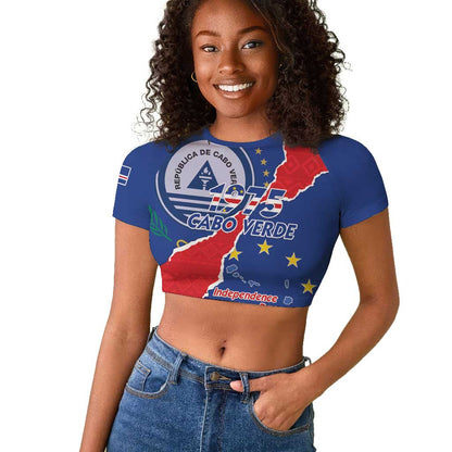 Happy Cabo Verde Raglan Cropped T shirt 50th Anniversary of Independence