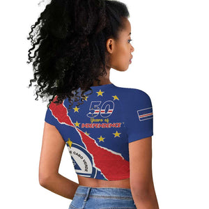 Happy Cabo Verde Raglan Cropped T shirt 50th Anniversary of Independence