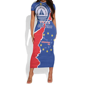 Happy Cabo Verde Short Sleeve Bodycon Dress 50th Anniversary of Independence LT15