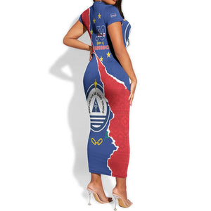 Happy Cabo Verde Short Sleeve Bodycon Dress 50th Anniversary of Independence LT15