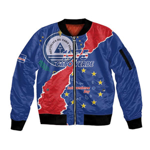 Happy Cabo Verde Sleeve Zip Bomber Jacket 50th Anniversary of Independence