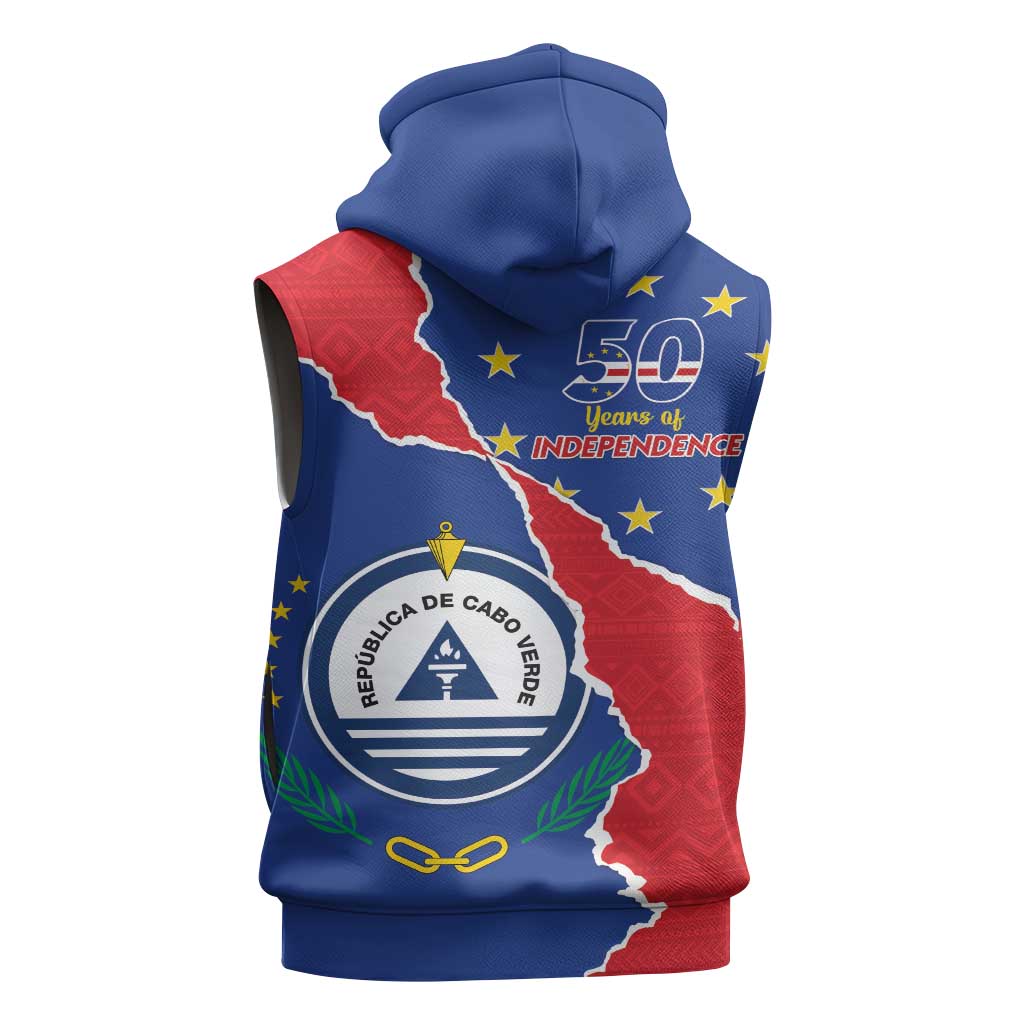 Happy Cabo Verde Sleeveless Zip Hoodie 50th Anniversary of Independence - African Pride