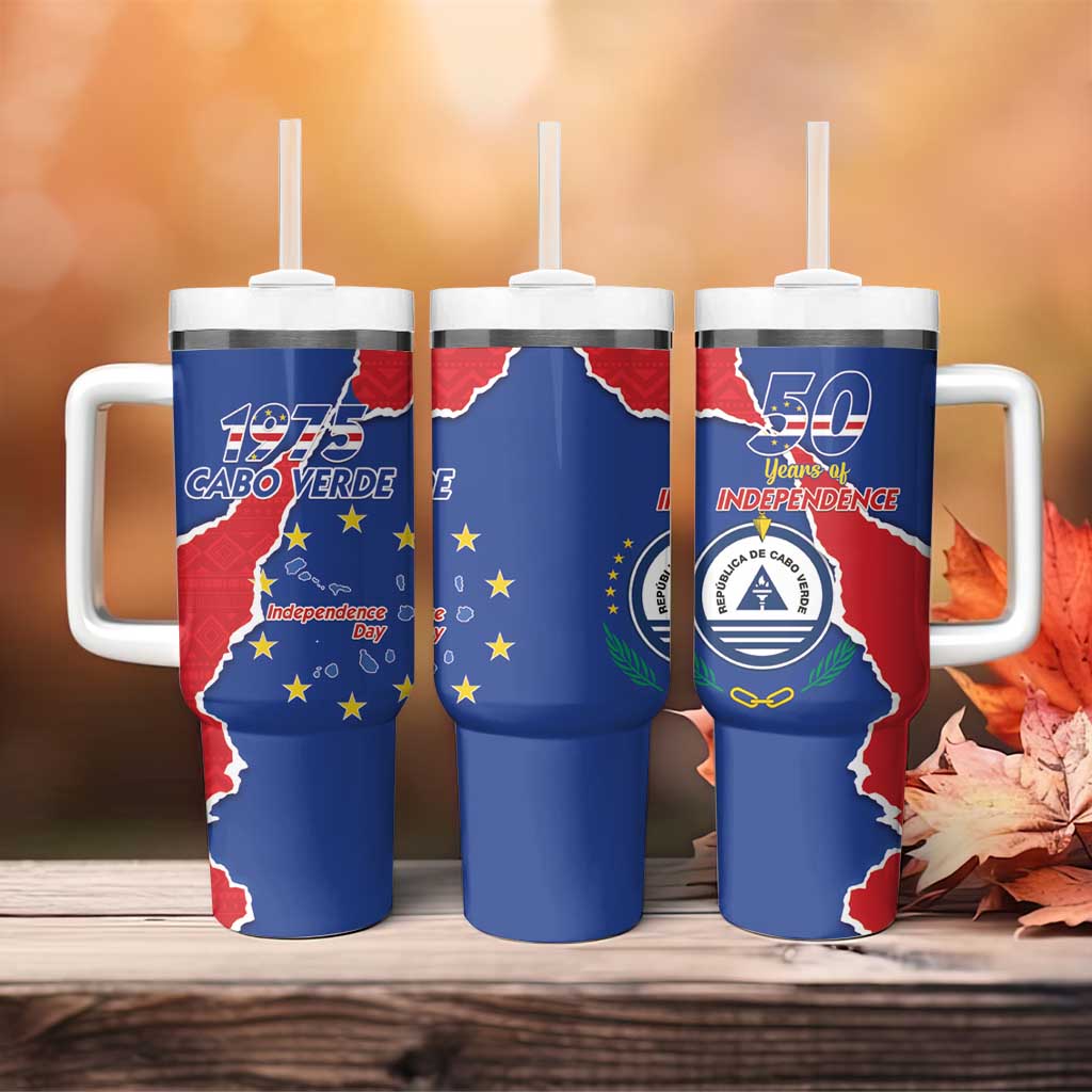 Happy Cabo Verde Tumbler With Handle 50th Anniversary of Independence