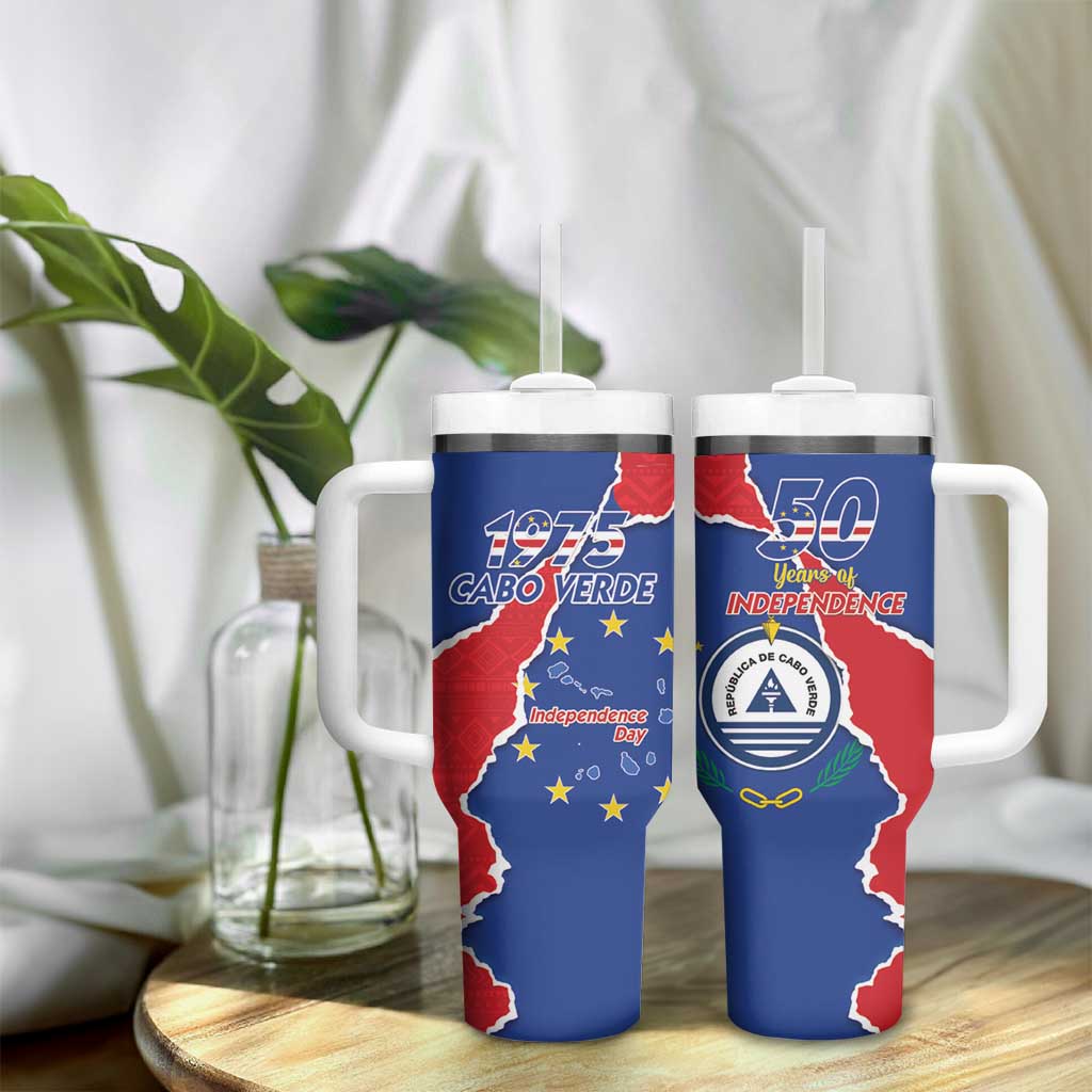 Happy Cabo Verde Tumbler With Handle 50th Anniversary of Independence