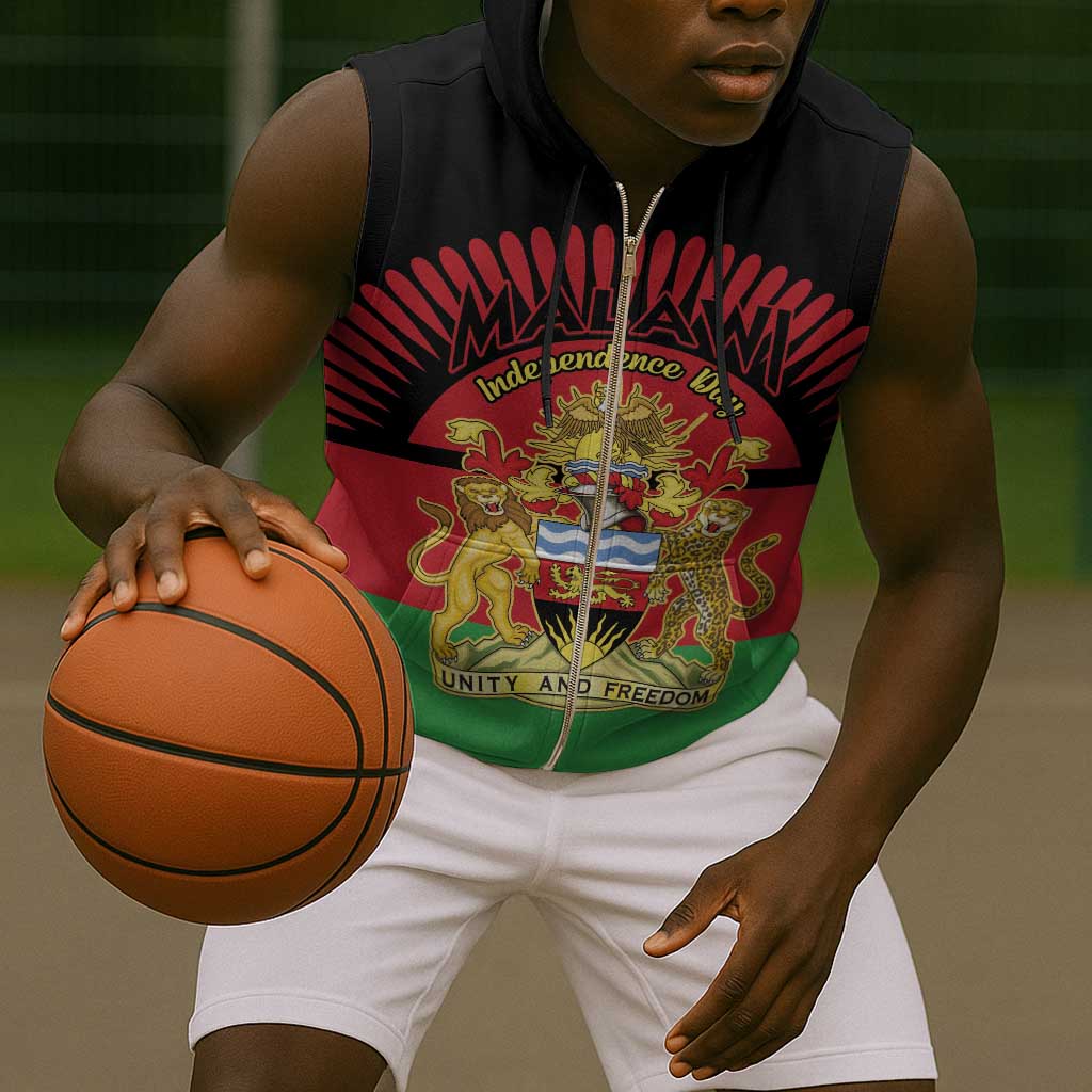 Personalized Happy Malawi Independence Day Sleeveless Zip Hoodie - African Pride