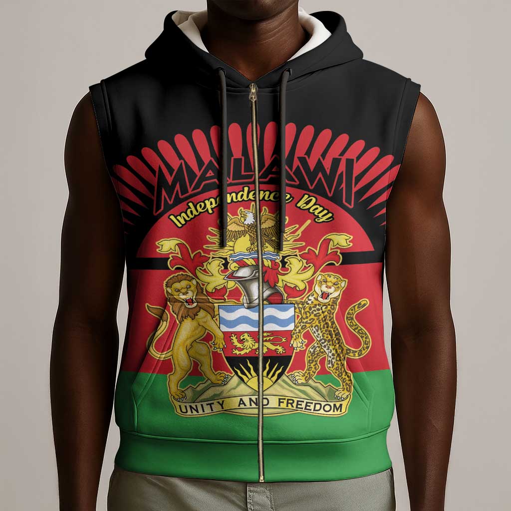Personalized Happy Malawi Independence Day Sleeveless Zip Hoodie - African Pride