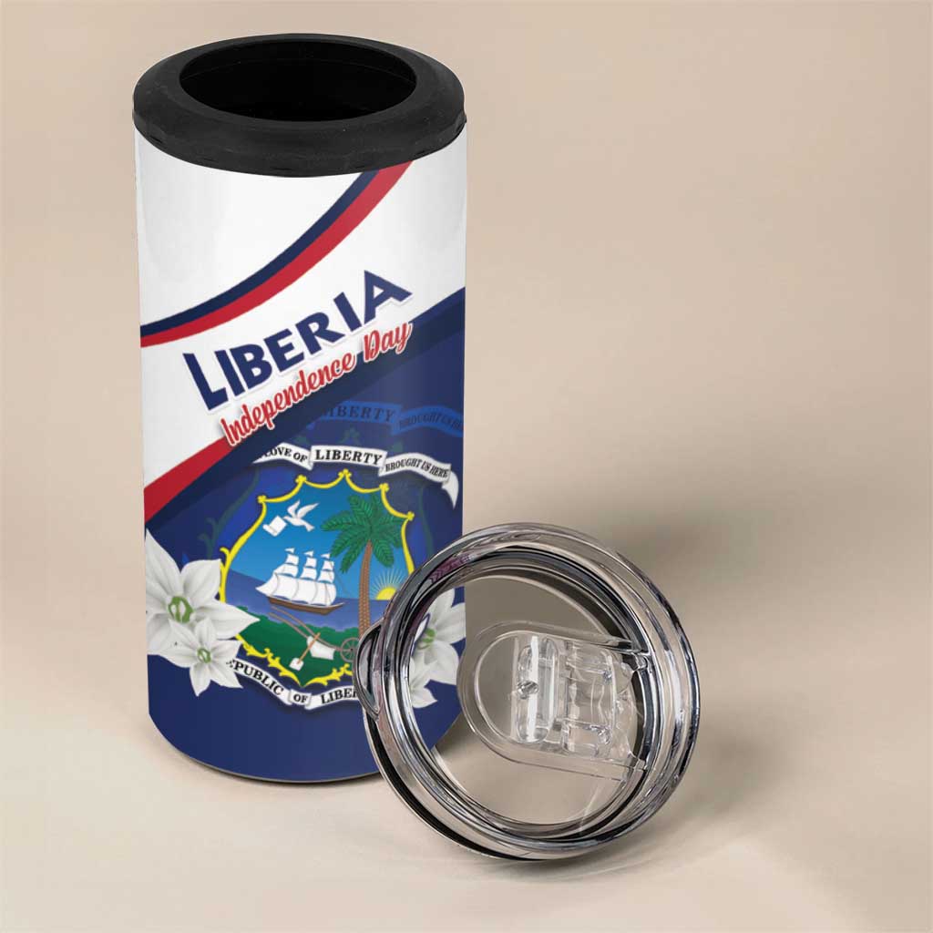 Personalized Happy Liberia Independence Day 4 in 1 Can Cooler Tumbler