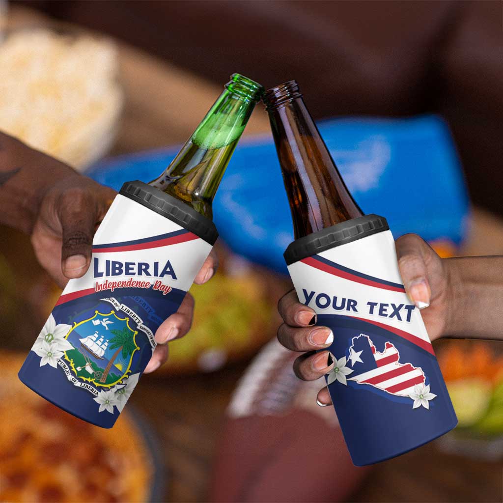 Personalized Happy Liberia Independence Day 4 in 1 Can Cooler Tumbler