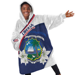 Personalized Happy Liberia Independence Day Kid Wearable Blanket Hoodie