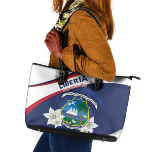 Happy Liberia Independence Day Leather Tote Bag