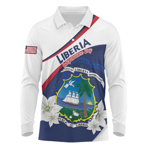 Personalized Happy Liberia Independence Day Long Sleeve Polo Shirt