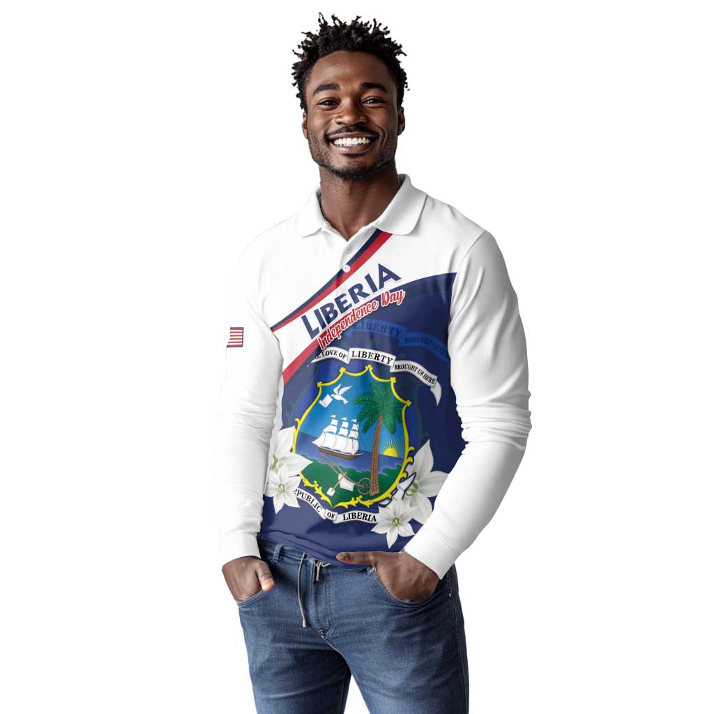Personalized Happy Liberia Independence Day Long Sleeve Polo Shirt