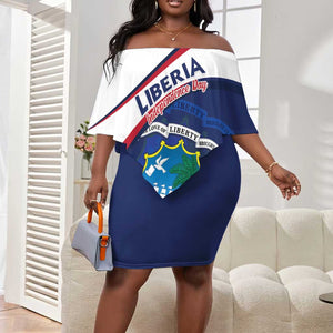 Personalized Happy Liberia Independence Day Off Shoulder Short Dress