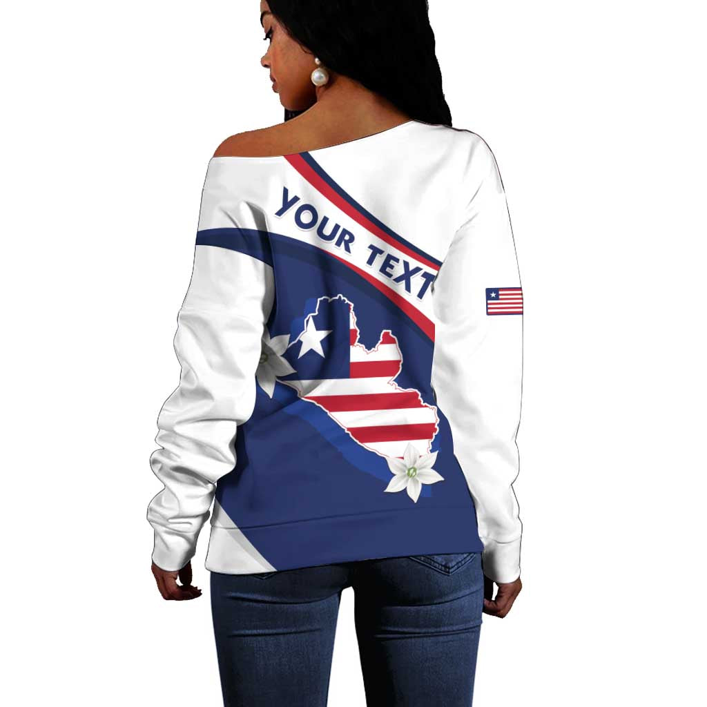 Personalized Happy Liberia Independence Day Off Shoulder Sweater