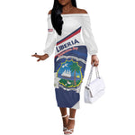 Personalized Happy Liberia Independence Day Off The Shoulder Long Sleeve Dress
