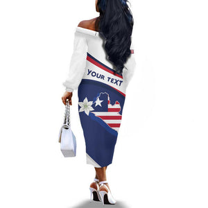 Personalized Happy Liberia Independence Day Off The Shoulder Long Sleeve Dress
