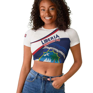Personalized Happy Liberia Independence Day Raglan Cropped T shirt