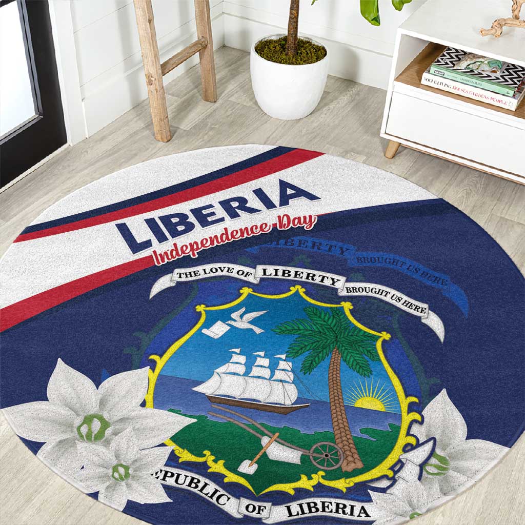 Happy Liberia Independence Day Round Carpet