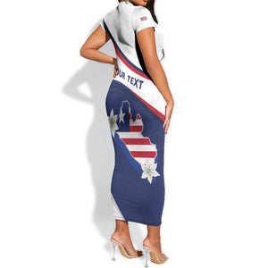 Personalized Happy Liberia Independence Day Short Sleeve Bodycon Dress LT15