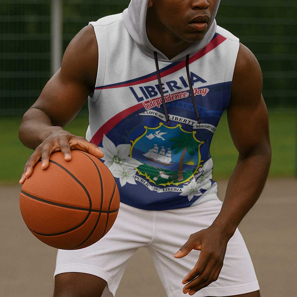 Personalized Happy Liberia Independence Day Sleeveless Hoodie - African Pride