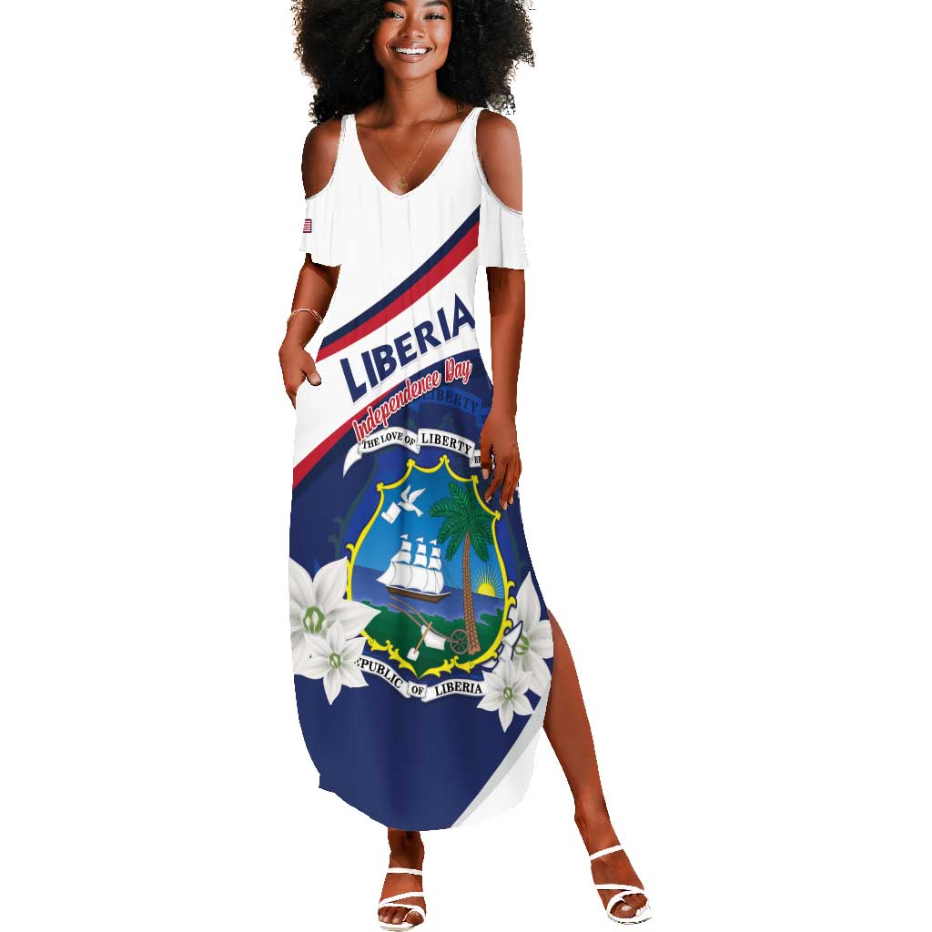 Personalized Happy Liberia Independence Day Summer Maxi Dress