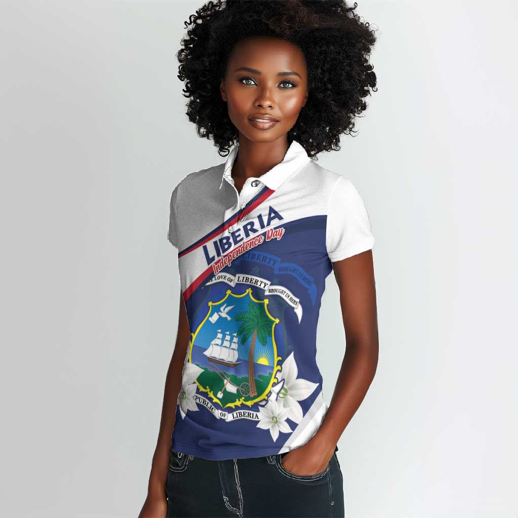 Personalized Happy Liberia Independence Day Women Polo Shirt