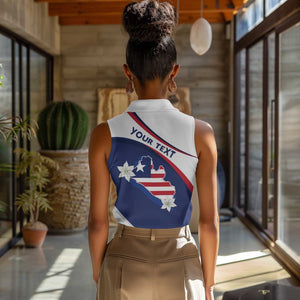 Personalized Happy Liberia Independence Day Women Sleeveless Polo Shirt