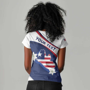 Personalized Happy Liberia Independence Day Women V-Neck T-Shirt