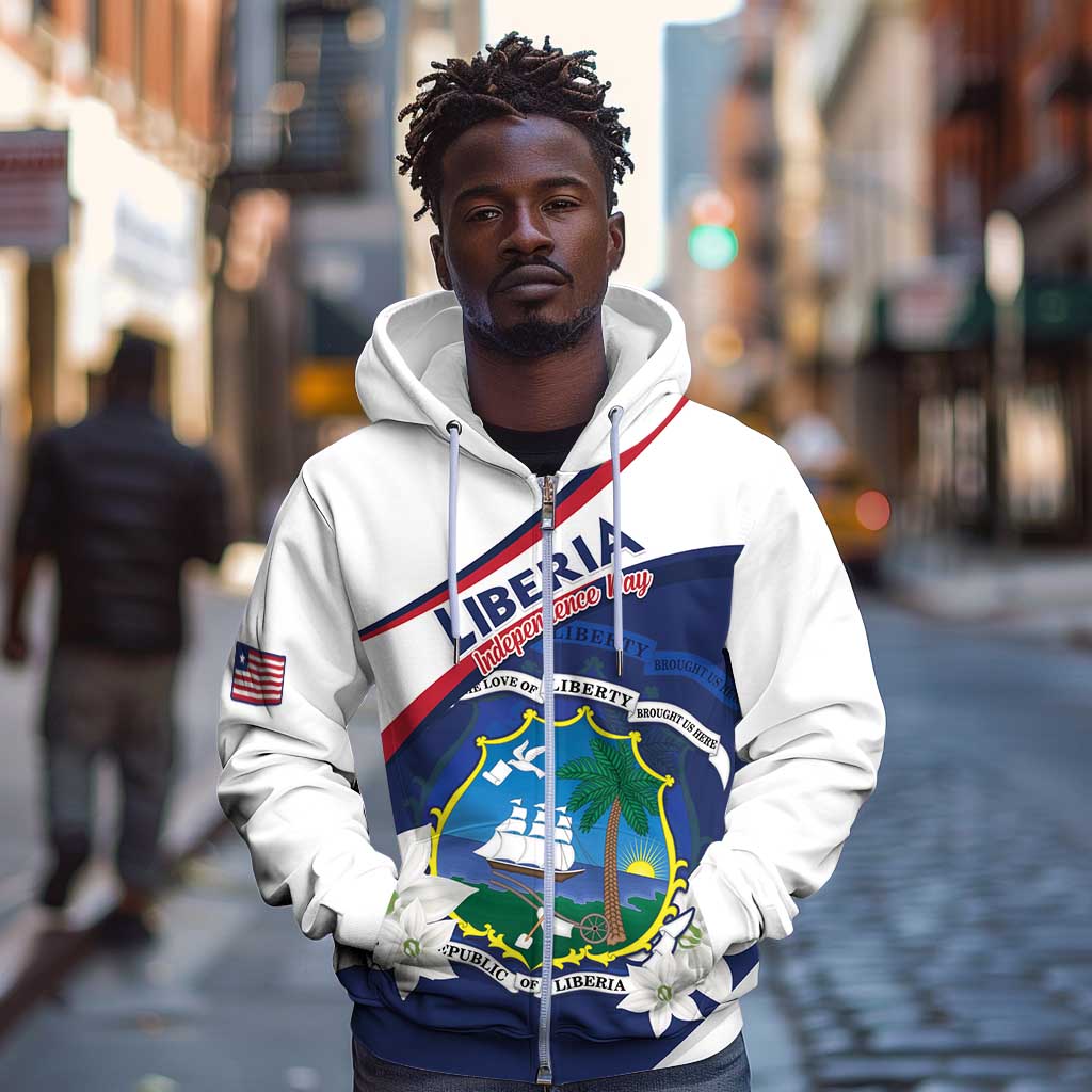 Personalized Happy Liberia Independence Day Zip Hoodie