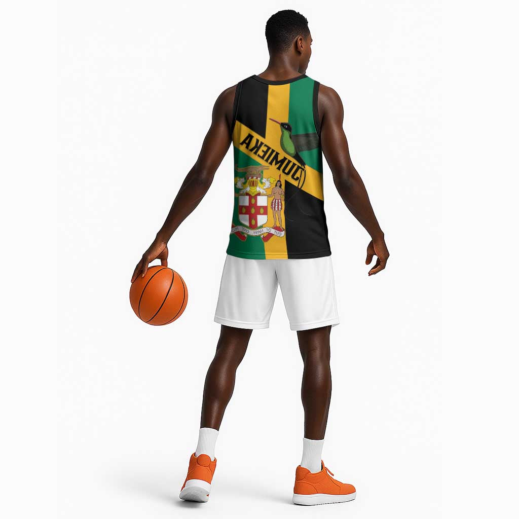 Happy Jumieka Independence Day Basketball Jersey Coat Of Arms Flag Style - African Pride