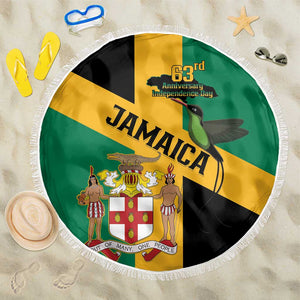 Happy Jumieka Independence Day Beach Blanket Coat Of Arms Flag Style