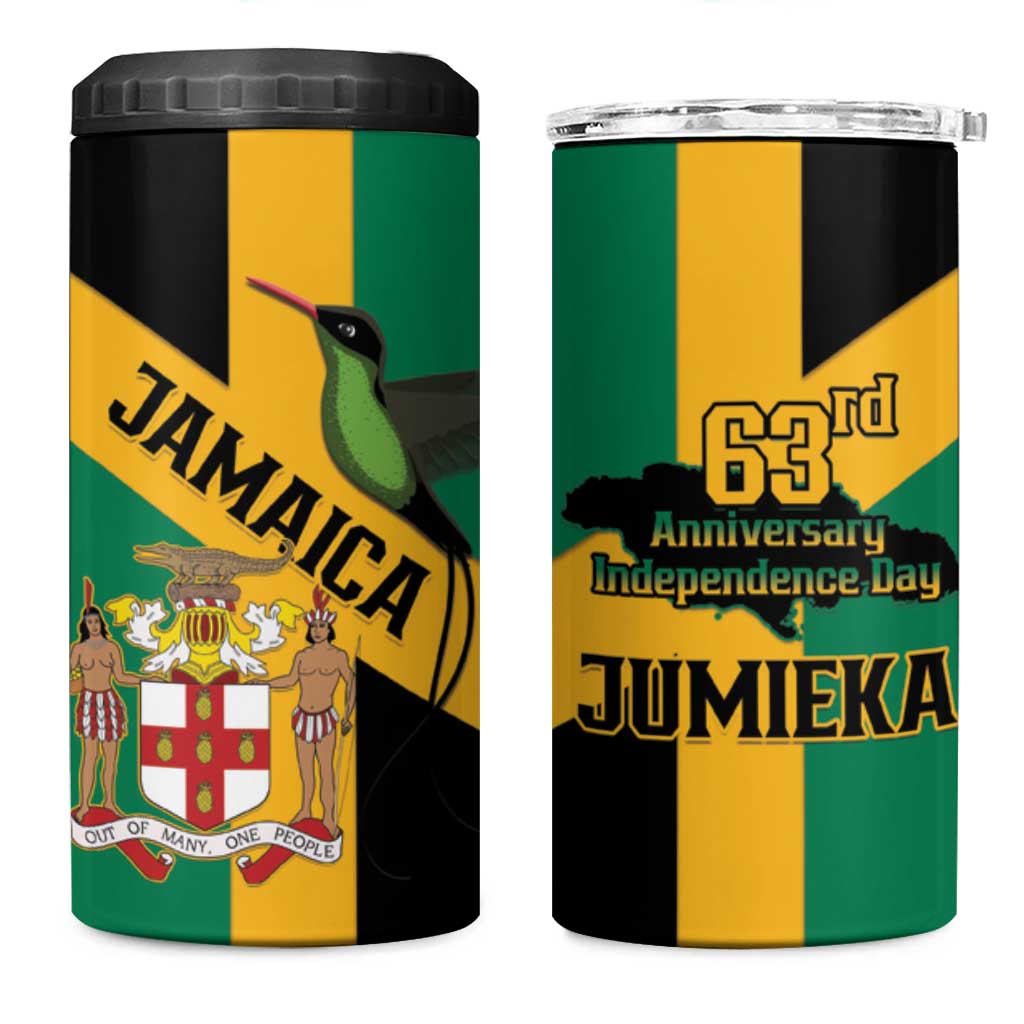 Happy Jumieka Independence Day 4 in 1 Can Cooler Tumbler Coat Of Arms Flag Style