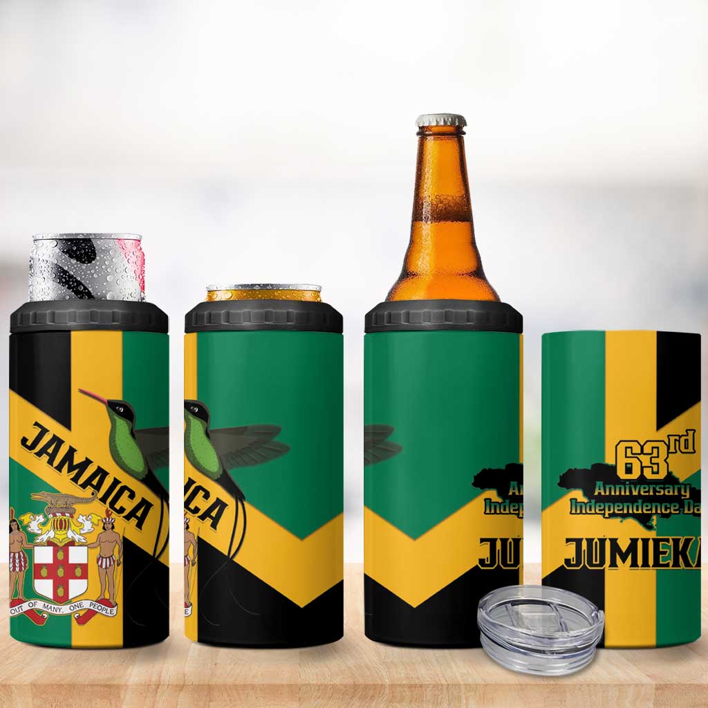Happy Jumieka Independence Day 4 in 1 Can Cooler Tumbler Coat Of Arms Flag Style